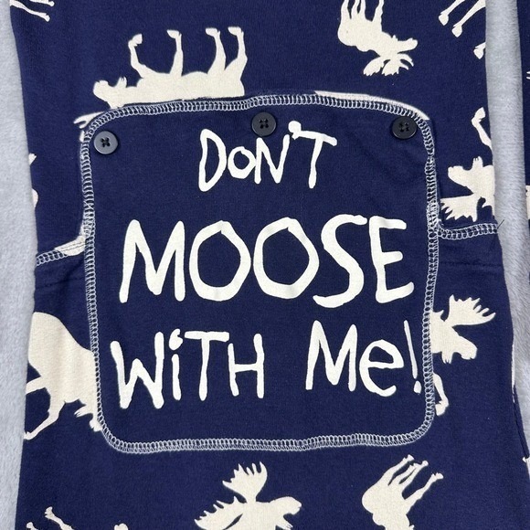 Lazy One‎ Kids Blue Moose Flapjacks Pajamas One Piece Size 8 Sleepwear - Picture 4 of 13